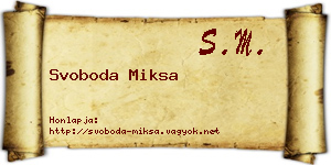 Svoboda Miksa névjegykártya